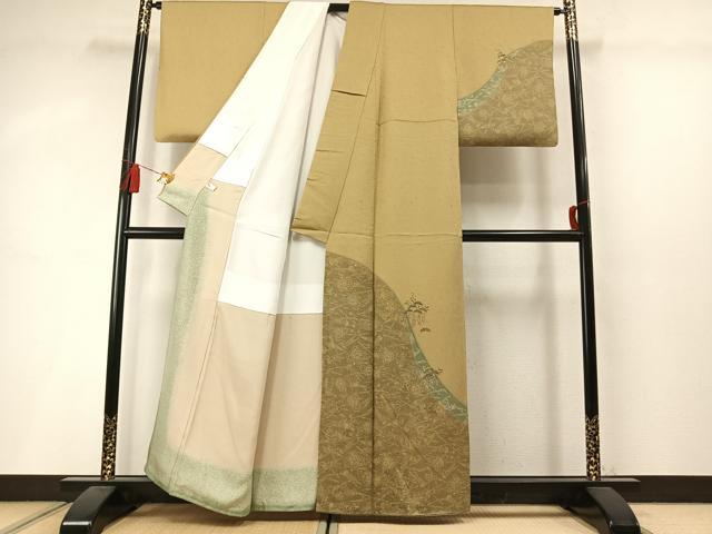 平和屋着物●訪問着 松 暈し染め 金糸 金彩 正絹 逸品 AABM3766fy