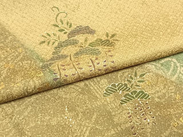 平和屋着物●訪問着 松 暈し染め 金糸 金彩 正絹 逸品 AABM3766fy