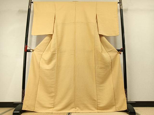平和屋着物●上質な色無地 霞地紋 卵色 正絹 逸品 未使用 AABM3776fy