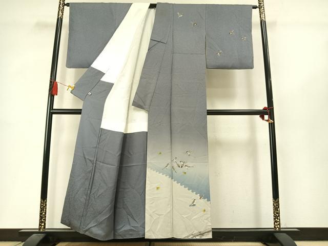 平和屋着物●友禅作家 山口倫由 訪問着 雀 銀杏 暈し染め さが美扱い 正絹 逸品 AABM3778fy