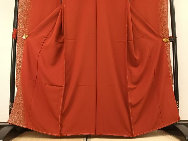 平和屋着物●豪華振袖 紅海老茶色 金彩 仮絵羽 正絹 逸品 未使用 AABM3784fy