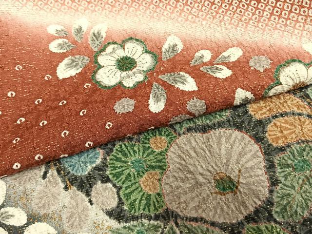 平和屋着物●訪問着 辻が花 総絞り 暈し染め 金通し地 正絹 逸品 AABM3786fy