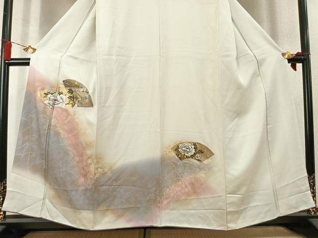 平和屋着物●訪問着 地紙花文 暈し染め 金彩 正絹 逸品 AABM3789fy