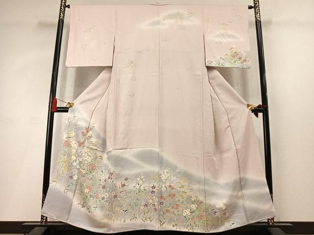 平和屋着物●訪問着 草花文 暈し染め 正絹 逸品 AABM3792fy