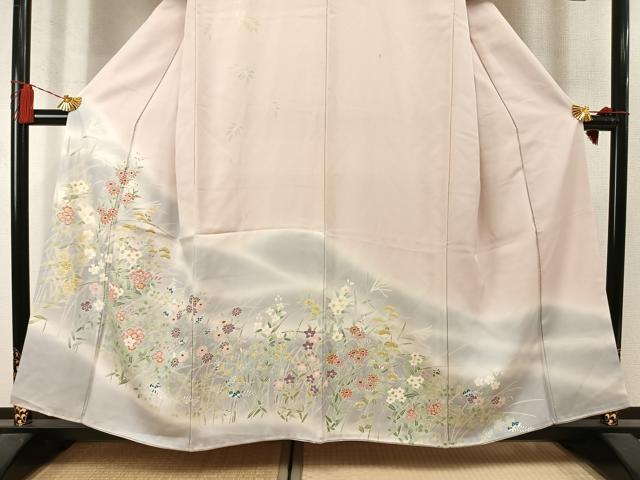 平和屋着物●訪問着 草花文 暈し染め 正絹 逸品 AABM3792fy