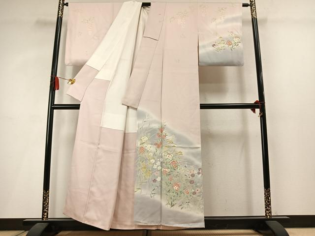 平和屋着物●訪問着 草花文 暈し染め 正絹 逸品 AABM3792fy