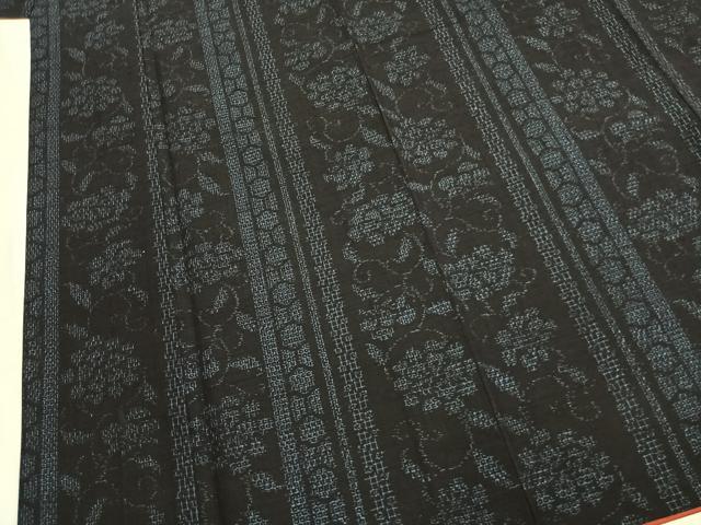 平和屋着物●結城紬 80亀甲 花唐草間道 正絹 逸品 AABM3796fy