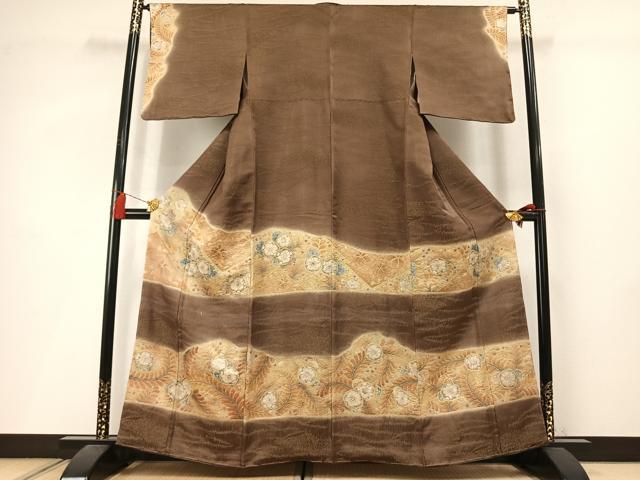 平和屋着物●訪問着 絞り 辻が花 暈し染め 金通し地 正絹 逸品 AABM3800fy