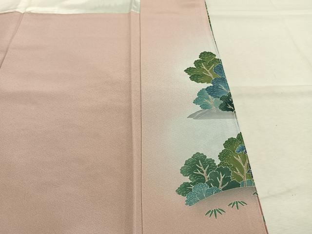平和屋着物●訪問着 友禅 作家物 風景松文 暈し染め 正絹 逸品 AABM3814fy