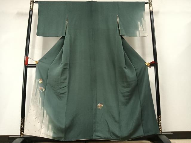 平和屋着物●訪問着 刺繍 草花文 暈し染め 金糸 正絹 逸品 AABM3815fy