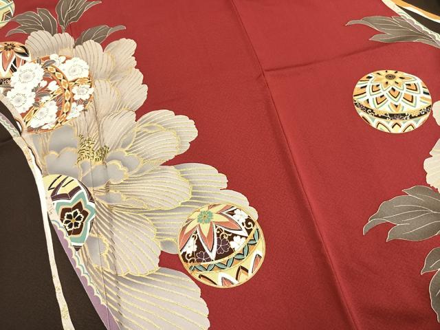 平和屋着物●豪華振袖 駒刺繍 鞠 草花文 金彩 正絹 逸品 AABM3820fy