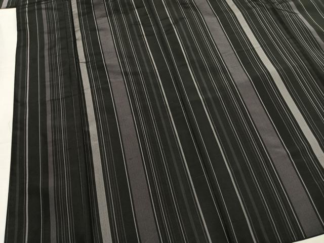 平和屋着物●本場縞大島紬 縞 黒地 正絹 逸品 AABM3826fy