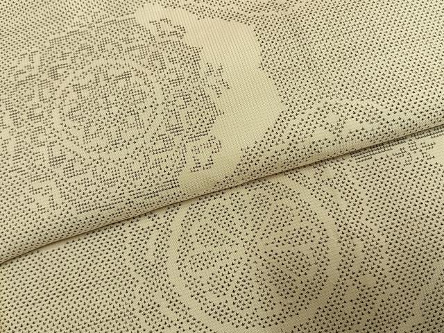 平和屋着物●本場大島紬 白大島 9マルキ 吉祥花文 正絹 逸品 AABM3833fy
