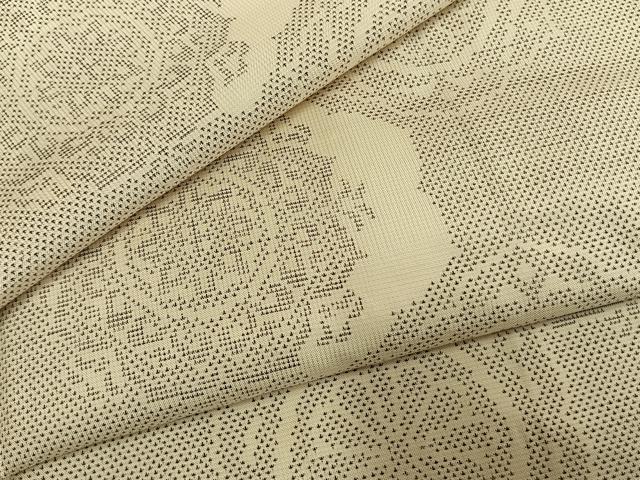 平和屋着物●本場大島紬 白大島 9マルキ 吉祥花文 正絹 逸品 AABM3833fy