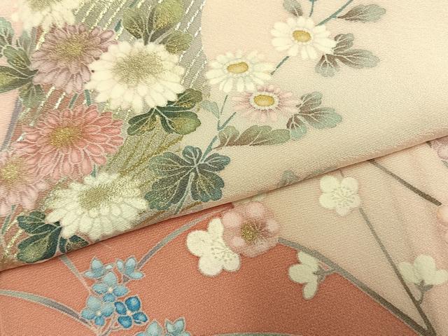 平和屋着物●訪問着 枝花文 暈し染め 金彩 正絹 逸品 AABM3834fy