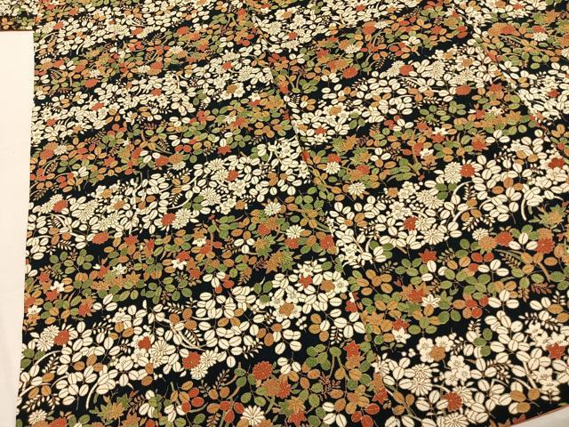 平和屋着物▼上質な小紋 草花文 金彩 鬼しぼ縮緬 正絹 逸品 AABM3837fy