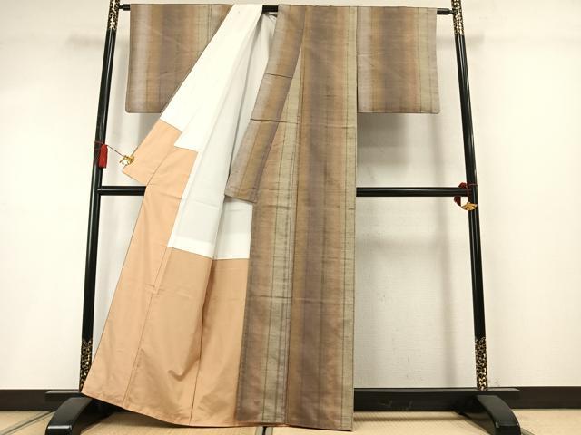 平和屋着物●上質な紬 間道 正絹 逸品 AABM3840fy