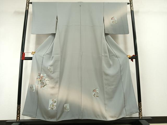 平和屋着物●訪問着 総刺繍 色紙重ね花文 暈し染め 金糸 正絹 逸品 AABM3841fy