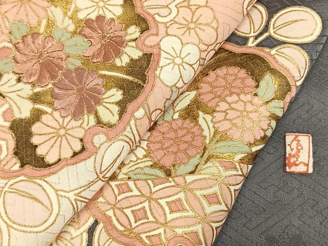平和屋着物●十日町老舗ブランド 吉澤友禅 吾妻徳穂 訪問着 刺繍 雪輪花文 暈し染め 金彩 正絹 逸品 AABM3845fy