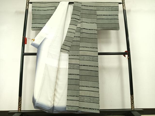 平和屋着物●上質な小紋 横段花蝶文 正絹 逸品 AABM3846fy