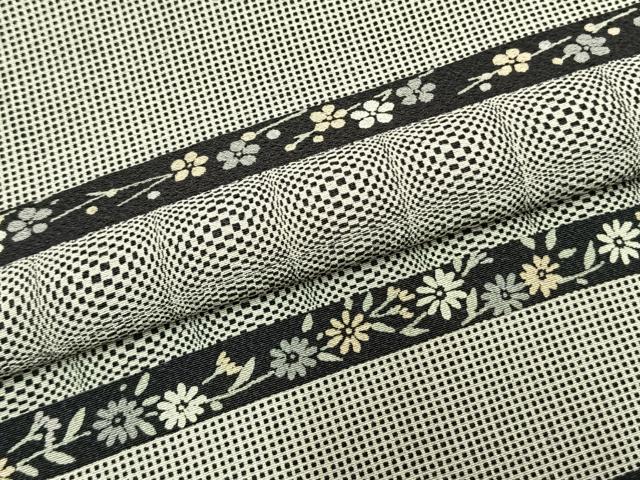 平和屋着物●上質な小紋 横段花蝶文 正絹 逸品 AABM3846fy