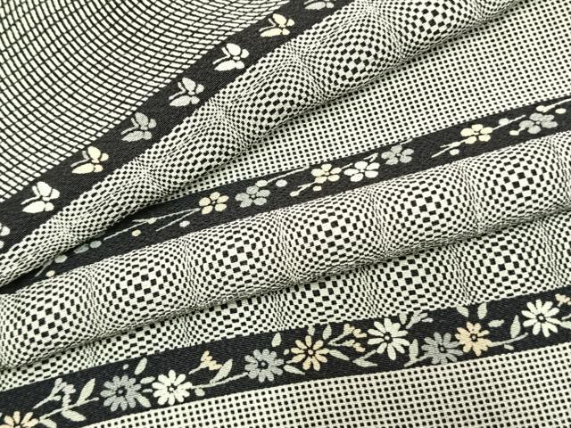 平和屋着物●上質な小紋 横段花蝶文 正絹 逸品 AABM3846fy
