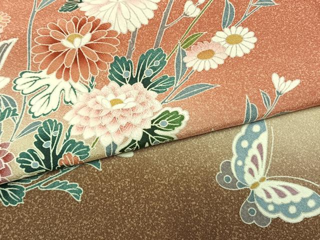 平和屋着物●訪問着 友禅 花蝶文 暈し染め 正絹 逸品 未使用 AABM3852fy