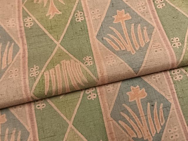 平和屋着物●上質な小紋 紬地 ろうけつ染め 亀甲花間道 正絹 逸品 AABM3853fy