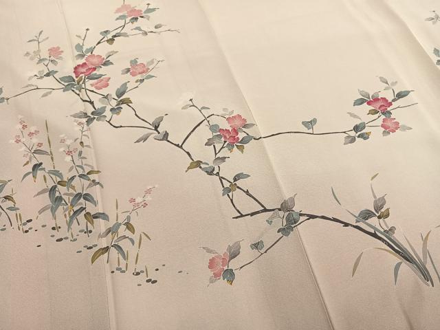平和屋着物●訪問着 友禅 作家物 枝花文 暈し染め 正絹 逸品 AABM3854fy