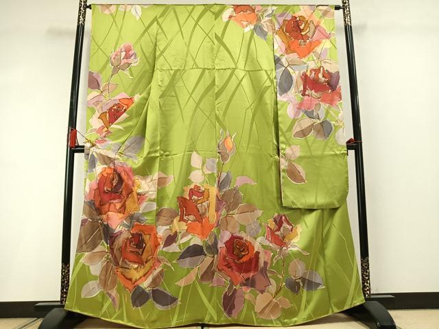 平和屋着物●豪華振袖 作家物 手描き 草花文 正絹 逸品 AABM3856fy