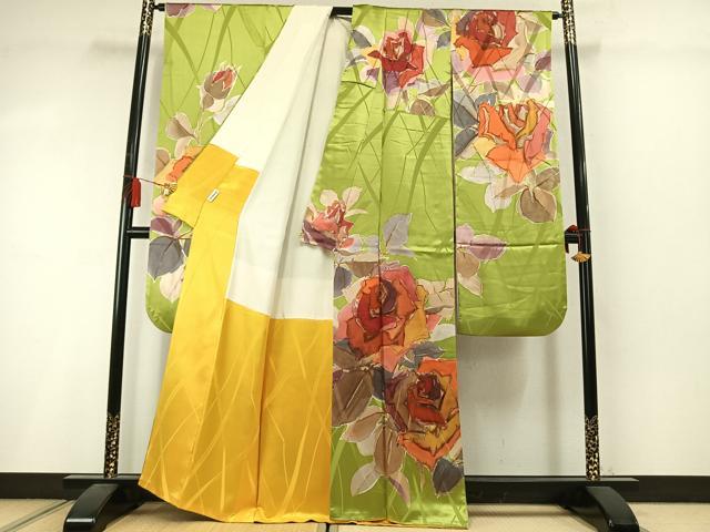 平和屋着物●豪華振袖 作家物 手描き 草花文 正絹 逸品 AABM3856fy