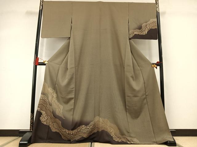 平和屋着物●訪問着 印傳 道長花文 暈し染め ロング丈 正絹 逸品 AABM3857fy