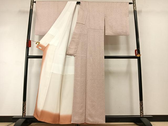 平和屋着物●名門 藤娘きぬたや・総絞り(杢目絞り) 小紋 正絹 逸品 AABM3871fy