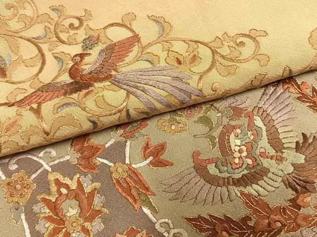 平和屋着物●訪問着 総刺繍 花鳥文 金糸 正絹 逸品 AABM3881fy