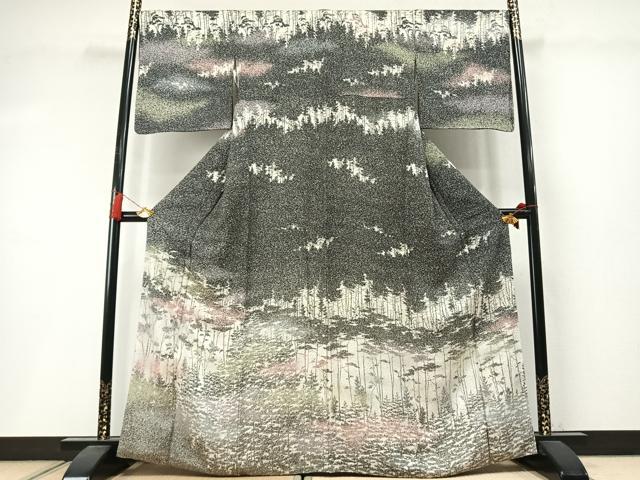 平和屋着物●訪問着 樹林文 暈し染め たたき染め 正絹 逸品 AABM3892fy