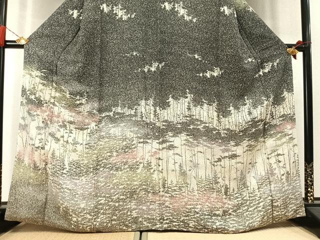 平和屋着物●訪問着 樹林文 暈し染め たたき染め 正絹 逸品 AABM3892fy