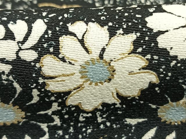 平和屋着物●訪問着 作家物 草花文 たたき染め 黒地 金彩 正絹 逸品 AABM3897fy