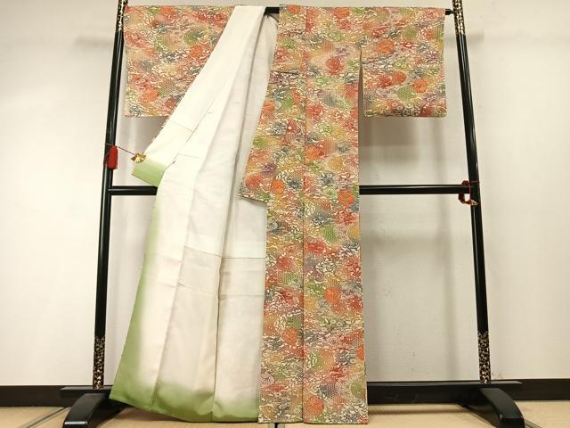 平和屋着物●上質な小紋 型染め 松竹梅 花丸文 小田急百貨店扱い 正絹 逸品 AABM3902fy