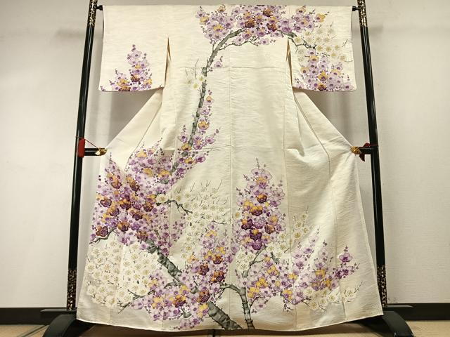 平和屋着物●訪問着 手描き 枝梅文 金彩 正絹 逸品 AABM3906fy