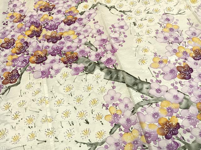 平和屋着物●訪問着 手描き 枝梅文 金彩 正絹 逸品 AABM3906fy