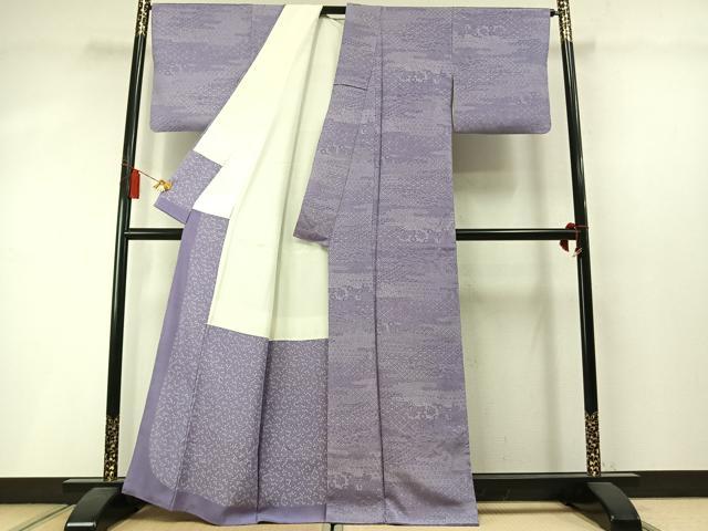 平和屋着物●伝統工芸士 染谷梅治 江戸小紋 唐草亀甲花文 正絹 逸品 AABM3907fy