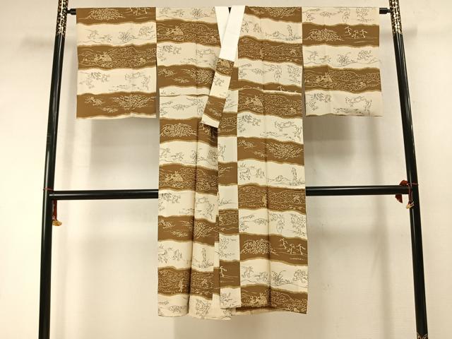 平和屋着物●長襦袢 無双仕立て 鳥獣戯画 やまと金ラベル 正絹 逸品 AABM3912fy