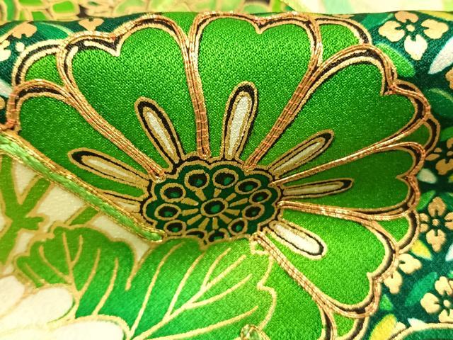 平和屋着物●豪華振袖 駒刺繍 立波熨斗花文 暈し染め 金彩 正絹 逸品 AABM3913fy