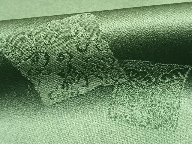 平和屋着物●上質な色無地 糸巻 色紙重ね地紋 老竹色 正絹 逸品 AABM3915fy