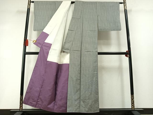 平和屋着物●上質な紬 よろけ縞 正絹 逸品 AABM3916fy