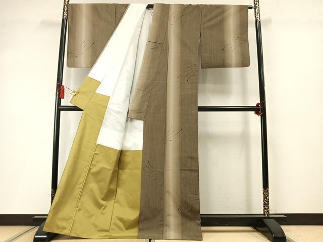 平和屋着物●上質な紬 幾何学文様 正絹 逸品 AABM3924fy