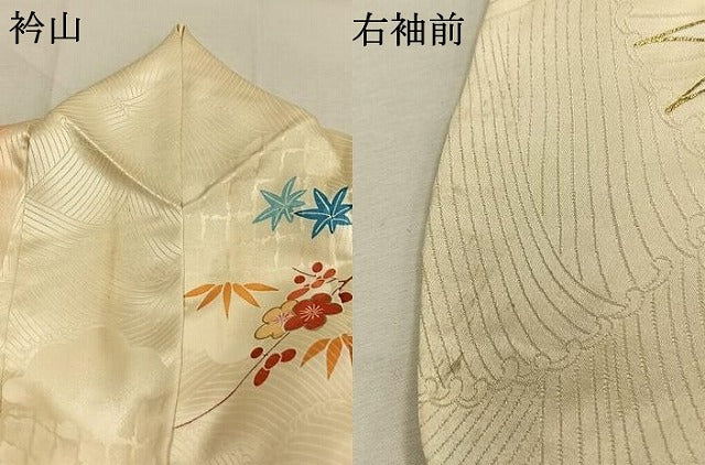 平和屋着物●豪華振袖 駒刺繍 松竹梅 草花陶器文 暈し染め 金彩 正絹 逸品 AABM3925fy