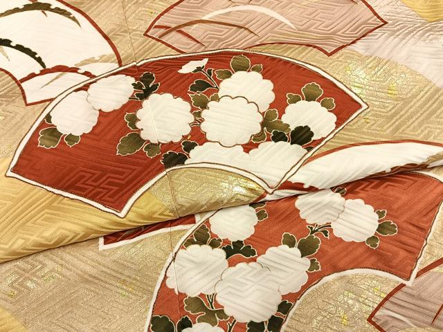 平和屋着物●豪華振袖 駒刺繍 地紙花文 金彩 正絹 逸品 AABM3928fy