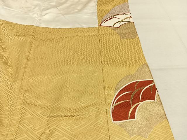 平和屋着物●豪華振袖 駒刺繍 地紙花文 金彩 正絹 逸品 AABM3928fy