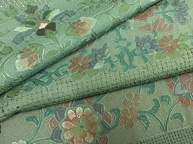 平和屋着物●中国三大刺繍 スワトウ刺繍 汕頭刺繍 総刺繍 訪問着 花唐草文 暈し染め 金糸 正絹 逸品 AABM3929fy